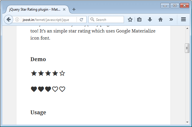 Simple Star Rating Input Plugin - jQuery rating.js
