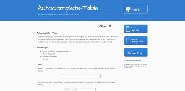 autocomplete table