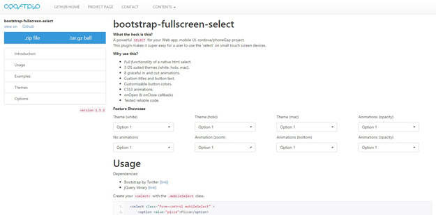 bootstrap fullscreen select