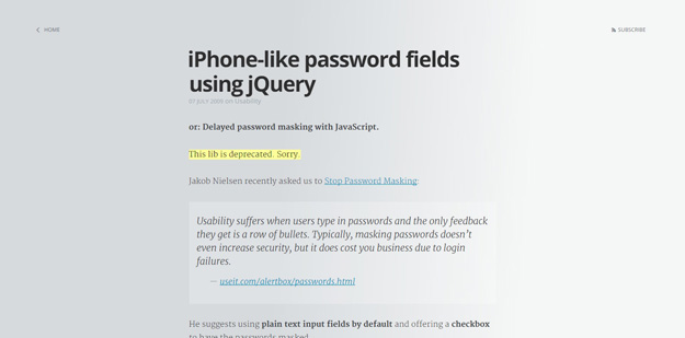 iPhone like password fields using jQuery