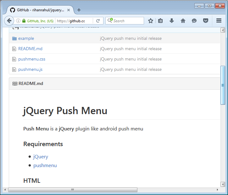 jQuery PushMenu