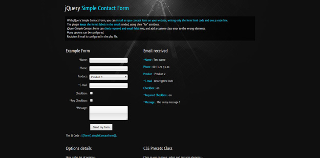 jQuery Simple Contact Form
