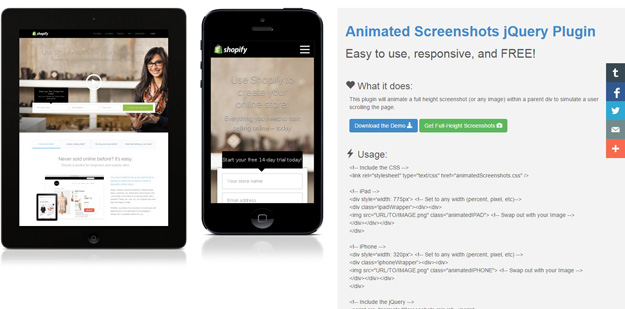 jquery animated screenshot