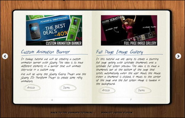 jquery notebook page flip animation