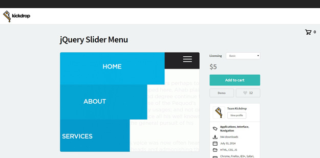 jquery slider menu